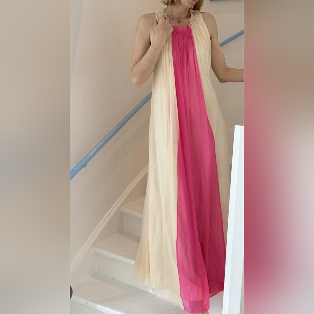 NWT J.Crew Maxi Dress Size 0 Color Beige/Pink - Picture 3 of 10